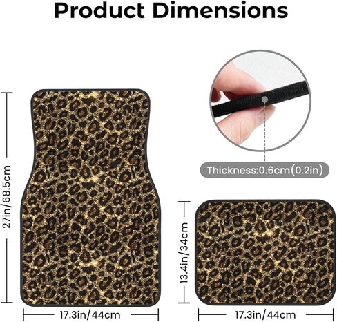 Generic Car Foot Mat Sparkling Leopard Non-Slip Carpet Mats for Cars & Trucks,Decorative Front & Rear Vehicle Foot Rugs,4-Piece Car Floor Mat Set in Kuwait