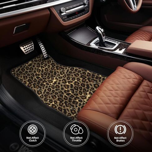 Generic Car Foot Mat Sparkling Leopard Non-Slip Carpet Mats for Cars & Trucks,Decorative Front & Rear Vehicle Foot Rugs,4-Piece Car Floor Mat Set in Kuwait