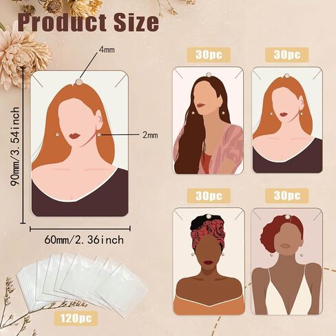 OLYCRAFT 120Pcs Ear Bracelet Jewelry Display Card 4 Design Fashion Women Earring Cards 3.5x2.4 Inch Earring Packaging Card with Self-adhesive Bag for Ear Bracelet Necklaces Jewelry Showcase in Kuwait