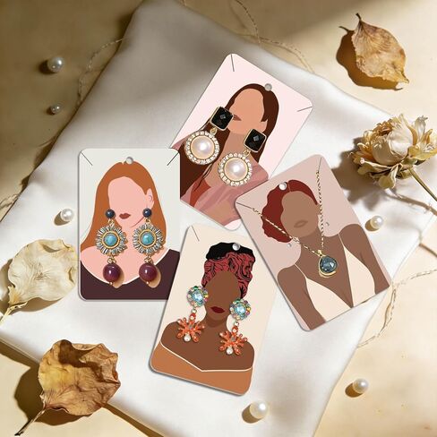OLYCRAFT 120Pcs Ear Bracelet Jewelry Display Card 4 Design Fashion Women Earring Cards 3.5x2.4 Inch Earring Packaging Card with Self-adhesive Bag for Ear Bracelet Necklaces Jewelry Showcase in Kuwait