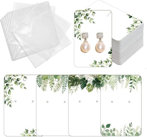 OLYCRAFT 120Pcs Ear Bracelet Jewelry Display Card 4 Design Fashion Women Earring Cards 3.5x2.4 Inch Earring Packaging Card with Self-adhesive Bag for Ear Bracelet Necklaces Jewelry Showcase in Kuwait