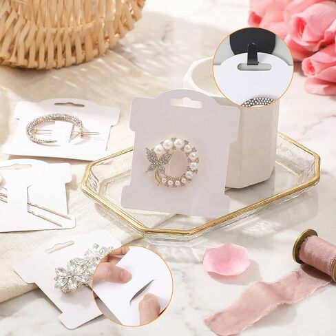 Dplolng 100 Pcs Hair Clip Display Cards,3.5x3.1 Inches Hair Bow Holder Card Rectangle Paper Cardboard Hairbow Display Cards for Hairs Accessories Displaying Organizing and Packaging in Kuwait