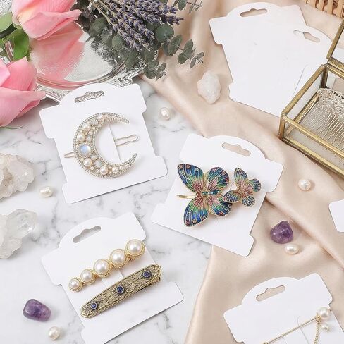 Dplolng 100 Pcs Hair Clip Display Cards,3.5x3.1 Inches Hair Bow Holder Card Rectangle Paper Cardboard Hairbow Display Cards for Hairs Accessories Displaying Organizing and Packaging in Kuwait