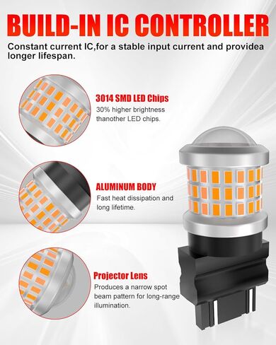 3157 3156 3057 4157 3056 LED Bulbs Amber Yellow, Super Bright Replacement for Turn Signal Blinker Lights, Side Marker Lights 10-60V 2PCS in Saudi Arabia