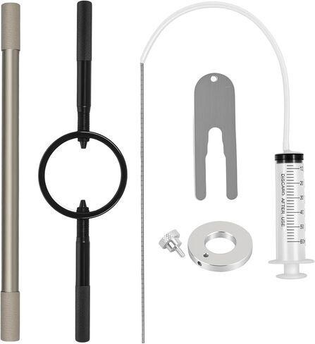 Motorcycle Fork Service Tool Kit - 3PCS Multi-Function Maintenance Set with Oil Level Gauge, Spring Compressor & Damper Rod Bleeder Motorcycle Fork Spring Compressor Tool Kit for All Fork Types in Kuwait