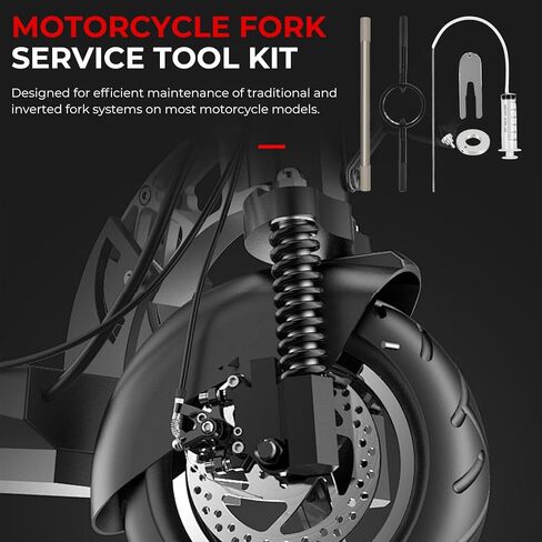 Motorcycle Fork Service Tool Kit - 3PCS Multi-Function Maintenance Set with Oil Level Gauge, Spring Compressor & Damper Rod Bleeder Motorcycle Fork Spring Compressor Tool Kit for All Fork Types in Kuwait