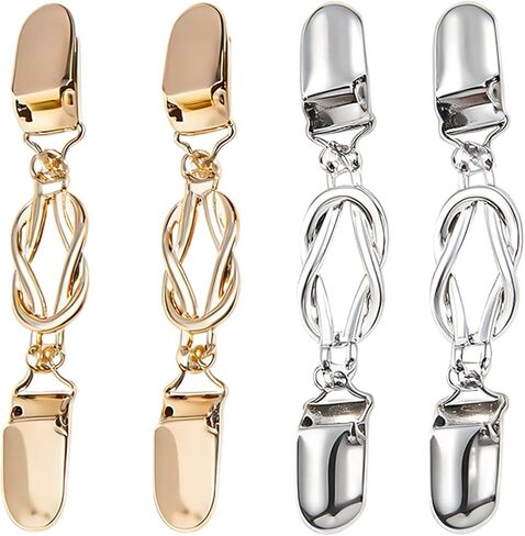 4pcs Clothing Cinch Clip Set, Cinch Clip with Vintage Style, Adjustable Fastener for Drapes and Scarves, in White and Gold Colors in Saudi Arabia
