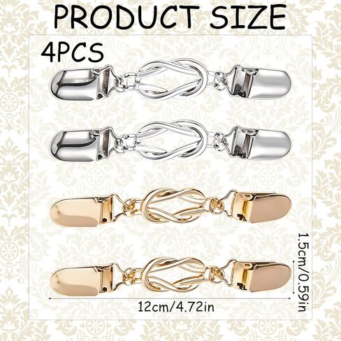 4pcs Clothing Cinch Clip Set, Cinch Clip with Vintage Style, Adjustable Fastener for Drapes and Scarves, in White and Gold Colors in Saudi Arabia