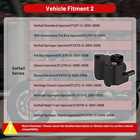 31743-01 4-Pin Single Fire Ignition Coil 3 Ohm, Compatible with Harley Davidson Dyna Softail Touring 2001-2006 Fuel Injected, Replacement for 31655-99 210538 in Saudi Arabia