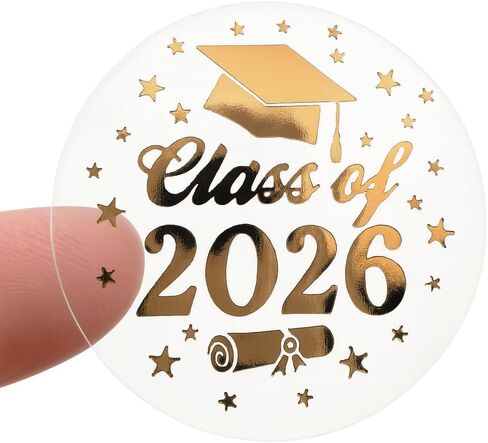 100 Pack Class of 2026 Graduation Stickers – Matte Gold Embossed & Transparent Rose Gold Foil 1.6" Envelope Seals for Invitations, Announcements, Favors & Graduation Party Decorations in Saudi Arabia