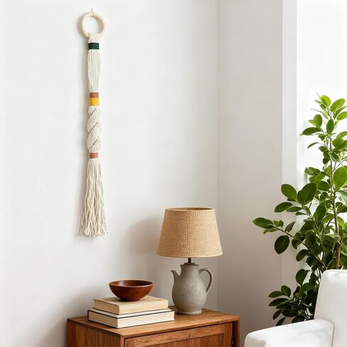 Boho Home Dcor Tassels Handmade Minimalist Sphericity Hanging Wall Art Macrame Wall Hanging for Room Office (Large) in Saudi Arabia
