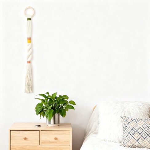 Boho Home Dcor Tassels Handmade Minimalist Sphericity Hanging Wall Art Macrame Wall Hanging for Room Office (Large) in Saudi Arabia