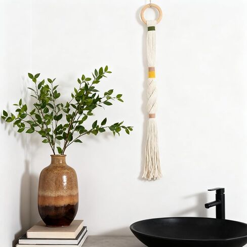 Boho Home Dcor Tassels Handmade Minimalist Sphericity Hanging Wall Art Macrame Wall Hanging for Room Office (Large) in Saudi Arabia