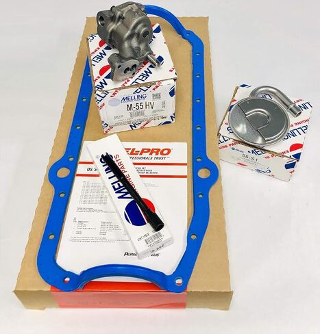 M-55HV SBC Chevy High Volume Oil Pump, Oil Pump Stud, Pick Up Screen, Steel Rod & 1Pc Rubber Gasket Compatible with 305 307 327 350 38 in Kuwait