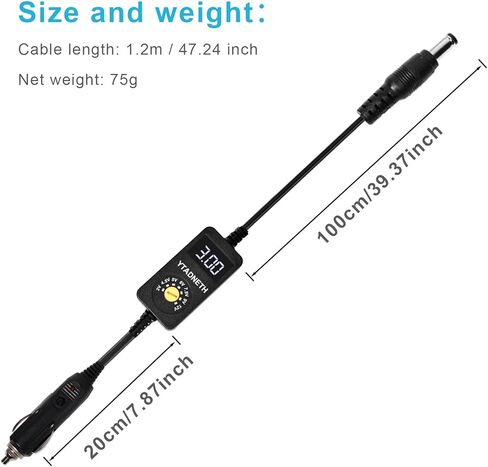 Car Charger Adapter with LED Display DC 3V 4.5V 5V 6V 7.5V 9V 12V Adjustable Voltage Universal Auto Cigarette Lighter Male Plug Power Supply Adapter Cable for Portable DVD Player Dash cam Tablet in Saudi Arabia