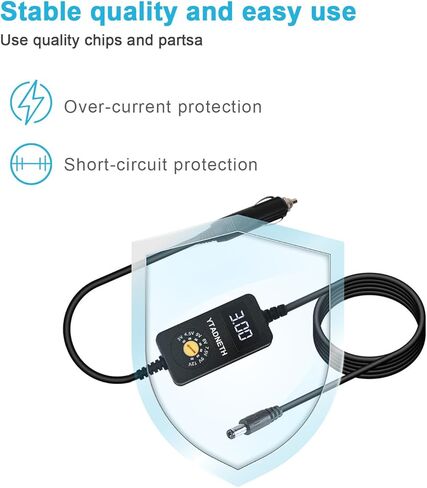 Car Charger Adapter with LED Display DC 3V 4.5V 5V 6V 7.5V 9V 12V Adjustable Voltage Universal Auto Cigarette Lighter Male Plug Power Supply Adapter Cable for Portable DVD Player Dash cam Tablet in Saudi Arabia
