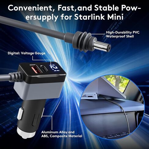 Starlink Mini Car Adapter, 10 FT 12-24V DC Power Cigarette Lighter Charger for Truck, RV, Van, Boat and Yacht in Kuwait