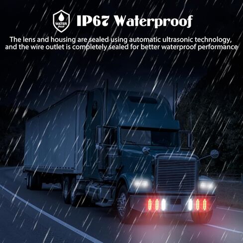 6 Pcs 6" Oval Trailer Tail Lights, 12 LED Red/White Dual Color Stop Turn Reverse Brake Lights With Gromment & 3 Prong Wire Pigtails, IP67 Waterproof DOT Approved for 12V Truck BUS UTV ATV RV Boat in Kuwait
