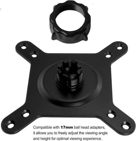 Portable Monitor Mount Adapter 17mm Ball Head to 75x75/100x100mm VESA Bracket M4 Screw Set for Tripod/Monitor Arm/Desktop Black 360 Degree Rotation With Screws in Kuwait