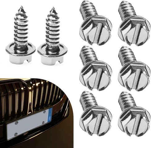 WZP 8 PCS License Plate Screw Kit, Stainless Steel Bolt Fasteners, Hexagon Head Rustproof Self Tapping Mounting Bolts, Universal for Front Rear License Plates & License Plate Frame Covers (Silver) in Kuwait
