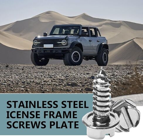 WZP 8 PCS License Plate Screw Kit, Stainless Steel Bolt Fasteners, Hexagon Head Rustproof Self Tapping Mounting Bolts, Universal for Front Rear License Plates & License Plate Frame Covers (Silver) in Kuwait