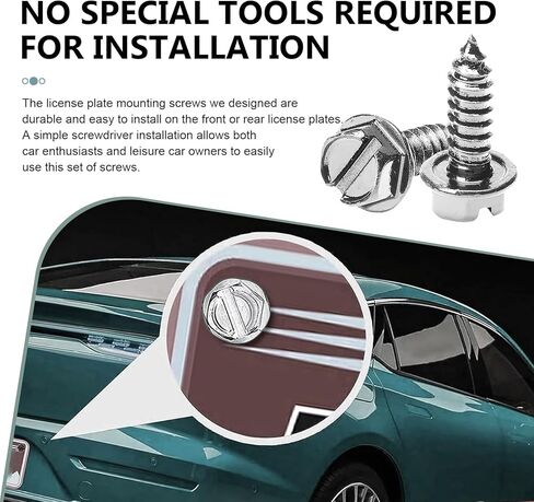 WZP 8 PCS License Plate Screw Kit, Stainless Steel Bolt Fasteners, Hexagon Head Rustproof Self Tapping Mounting Bolts, Universal for Front Rear License Plates & License Plate Frame Covers (Silver) in Kuwait