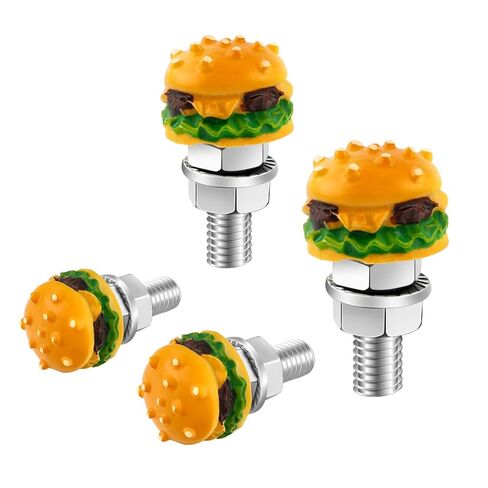 License Plate Screw Fasteners Kit, Hamburger Shape License Plate Bolts Decoration, Universal Stainless Steels Screw Fit Most Car Truck Motorcycle, 4Pcs in Kuwait