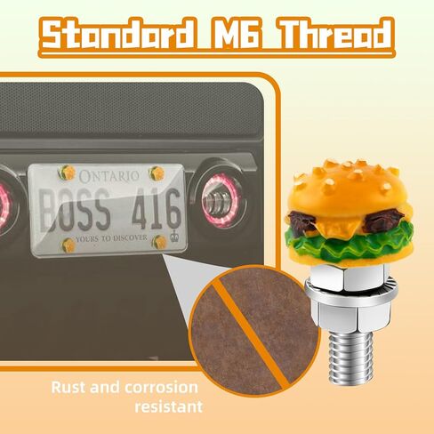 License Plate Screw Fasteners Kit, Hamburger Shape License Plate Bolts Decoration, Universal Stainless Steels Screw Fit Most Car Truck Motorcycle, 4Pcs in Kuwait