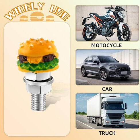 License Plate Screw Fasteners Kit, Hamburger Shape License Plate Bolts Decoration, Universal Stainless Steels Screw Fit Most Car Truck Motorcycle, 4Pcs in Kuwait