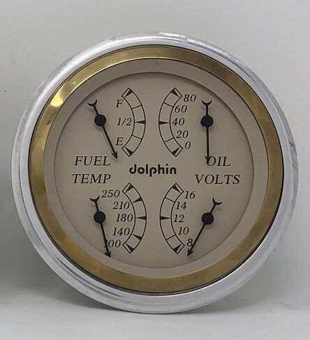 Dolphin Gauges 1947 1948 1949 1950 1951 1952 1953 Chevy Truck 5" Quad Style Gauge Dash Panel Insert Set (Gold/Tan) in Kuwait