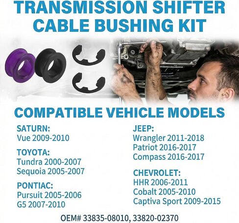 2PCS Shift Cable Bushing Repair Kit with Clips, Shifter Cable Bushing & Linkage Bush Replacement for Toyota Jeep Chevrolet, OEM# 33835-08010 33820-02370 in Saudi Arabia
