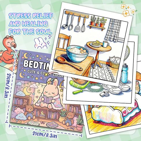 4Pcs Bold and Easy Cozy Coloring Book, Coloring Books for Adults Relaxation with 36 Color Markers, Saddle Stitch Double-Sided Design Include 128 Simple and Featuring Cute Patterns, Mindfulness Gifts in Kuwait