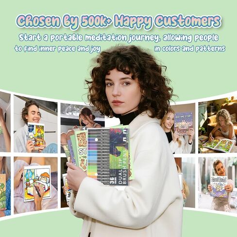 4Pcs Bold and Easy Cozy Coloring Book, Coloring Books for Adults Relaxation with 36 Color Markers, Saddle Stitch Double-Sided Design Include 128 Simple and Featuring Cute Patterns, Mindfulness Gifts in Kuwait