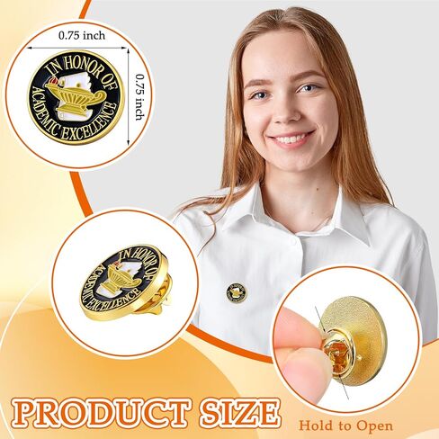 24 Pcs Academic Excellence Lapel Pin, 0.75 Inch Student Recognition Enamel Pins Award Gifts for Commitment Exceptional Achievement, Celebrate Academic Excellence Supply in Kuwait