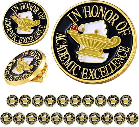 24 Pcs Academic Excellence Lapel Pin, 0.75 Inch Student Recognition Enamel Pins Award Gifts for Commitment Exceptional Achievement, Celebrate Academic Excellence Supply in Kuwait