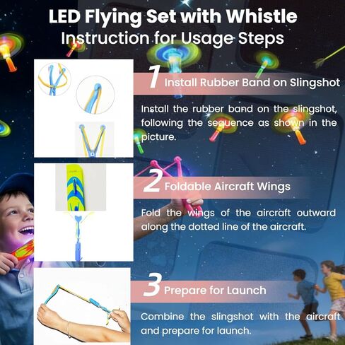 30 Packs Glow in the Dark Flying Toys Slingshots Rocket helicopter with Whistle for Kids,Glow Party Pavor Supplies for Kids Adults,Light up Toys for Camping Games Birthday Gifts Easter Basket Stuffer in Saudi Arabia