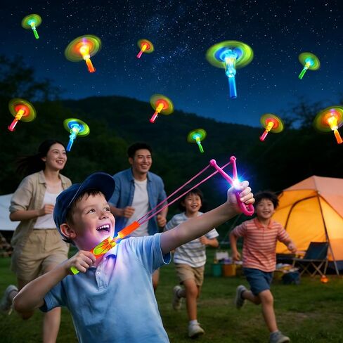 30 Packs Glow in the Dark Flying Toys Slingshots Rocket helicopter with Whistle for Kids,Glow Party Pavor Supplies for Kids Adults,Light up Toys for Camping Games Birthday Gifts Easter Basket Stuffer in Saudi Arabia