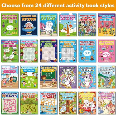 chiazllta 48 PCS Mini Activity Books for Kids Party Favors Ages 4-12 Bulk Activity Books Include Mini Coloring Book Mazes Dot to Dot Word Search Word Scramble Goodie Bags Stuffers Classroom Activities in Kuwait