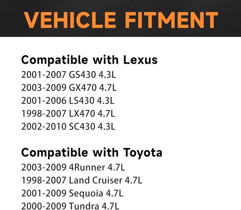 حزمة ملف الإشعال Motorevo وشمعات الإشعال إيريديوم متوافقة مع Toyota Tundra Sequoia 4Runner Land Cruiser وLexus GX470 LX470 LS430 GS430 SC430 4.7L 4.3L V8 يستبدل UF230، 7092 in Kuwait