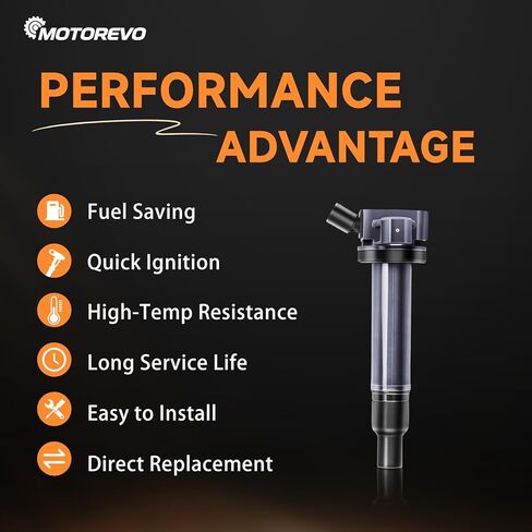 حزمة ملف الإشعال Motorevo وشمعات الإشعال إيريديوم متوافقة مع Toyota Tundra Sequoia 4Runner Land Cruiser وLexus GX470 LX470 LS430 GS430 SC430 4.7L 4.3L V8 يستبدل UF230، 7092 in Kuwait