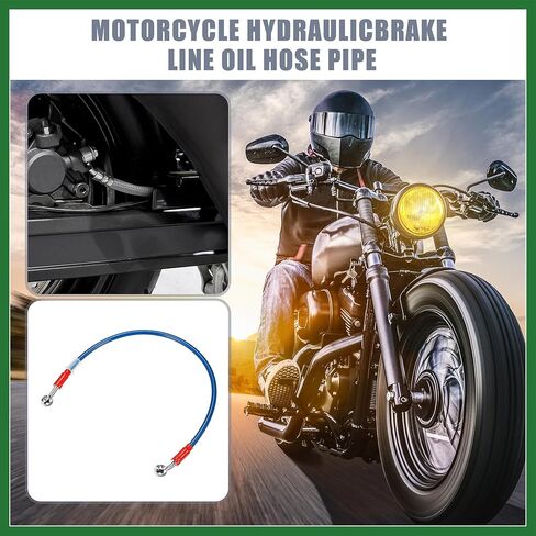 Motoforti 50 سم 19.69 بوصة طول 10 مم معرف خط الفرامل الهيدروليكي للدراجة النارية أنبوب خرطوم الزيت 28 درجة 0 درجة كابل مضفر من الفولاذ المقاوم للصدأ لدراجات ATV موتوكروس الرياضية أزرق طويل الأمد in Kuwait