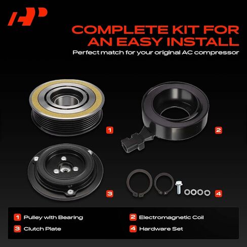 طقم قابض ضاغط مكيف الهواء A-Premium متوافق مع Ford Escape 2013-2019، Transit Connect 2014-2016 in Kuwait