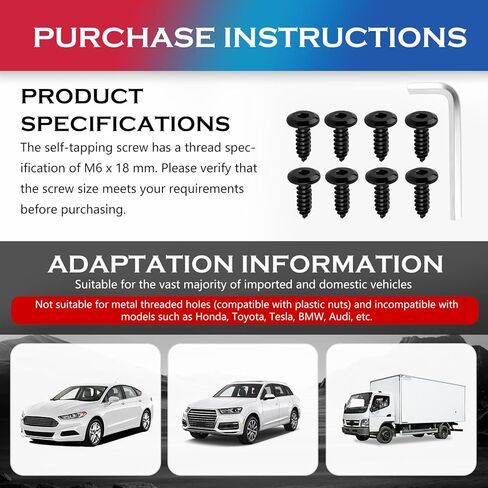 M6x18mm Stainless Steel Anti Theft License Plate Screws,Sturdy Car License Plate Bolts to Fix Front & Rear Licenses Plates/Frames,Essential Domestic Vehicle Screws for Licenses Plates in Kuwait