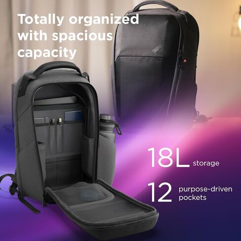 حقيبة ظهر Lenovo ThinkPad مقاس 16 بوصة (إصدار Aura) - وصول مغناطيسي بيد واحدة، قفل Fidlock، حماية EVA، حقيبة ظهر كمبيوتر محمول خفيفة الوزن بسعة 18 لتر، رمادي داكن in Kuwait