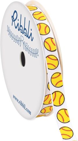 Ribbli Softball Grosgrain Ribbon, 7/8-Inch x 10-Yard Use for Team Hair Bows, Wreath, Sport Lanyards, Gift Wrapping, Party Decoration in Saudi Arabia