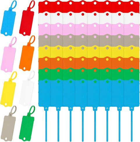 Leezmark 80 Pcs Plastic Shipping Tags, 2.48" x 1.46" Reusable Tags with Sealing Strap, Waterproof Bag Tag for Suitcase, Multi-Color Zip Tie Tag for Labeling Equipment, Logistics, Retail, Inventory in Saudi Arabia