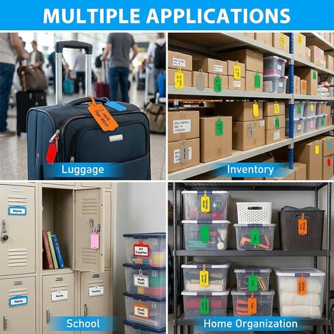 Leezmark 80 Pcs Plastic Shipping Tags, 2.48" x 1.46" Reusable Tags with Sealing Strap, Waterproof Bag Tag for Suitcase, Multi-Color Zip Tie Tag for Labeling Equipment, Logistics, Retail, Inventory in Saudi Arabia
