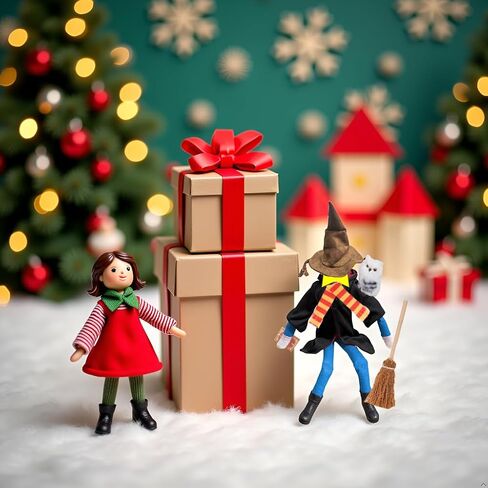 Wizard Christmas Elf Accessories for Elf Doll Clothes Christmas Costume Includes Robe, Broom, Scarf, Mini Glasses, Mini Book, Owl, Shoes and Hat(Wizard Setting pro) in Saudi Arabia