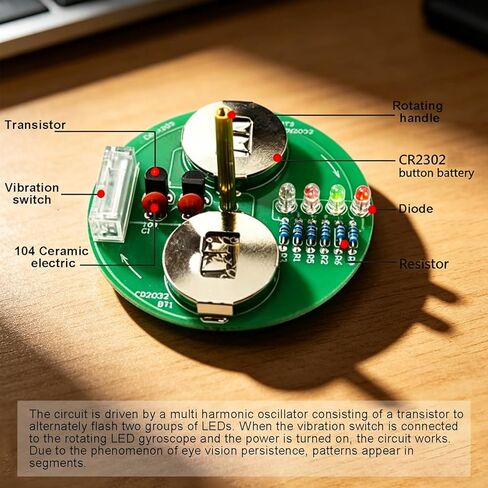 ISolderStore Soldering Project Soldering Practice Kit LED Rotating Desk Gyroscope DIY Kit Electronics Kit for Beginner in Saudi Arabia