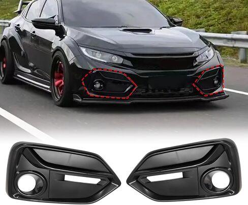 FZJDSD 1Pc Fog Light Cover Set Compatible with Honda Civic Hatchback 2020 2021 Front Right & Left Fog Light Grille Cover in Kuwait